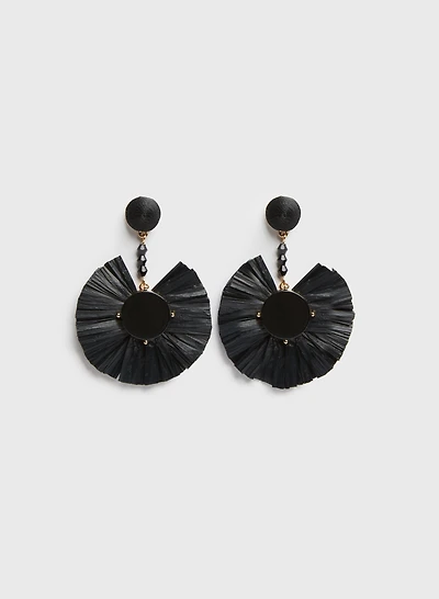 Raffia Fringe Pendant Earrings