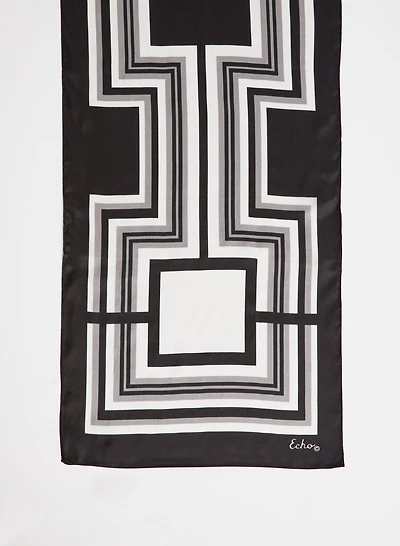 Geometric Print Silk Scarf