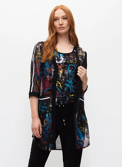 Abstract Mesh Cardigan & Cami Set