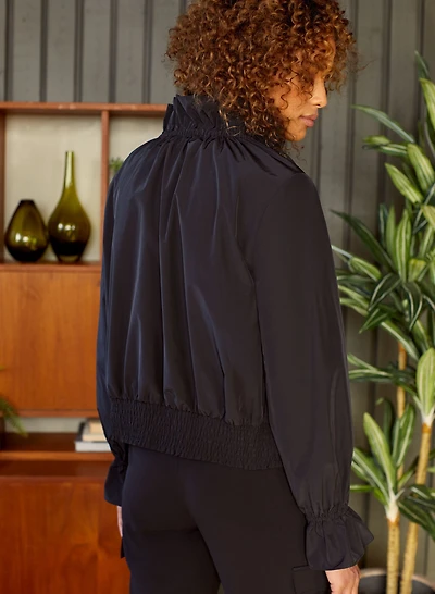 Blouson zippé avec col montant à fronces