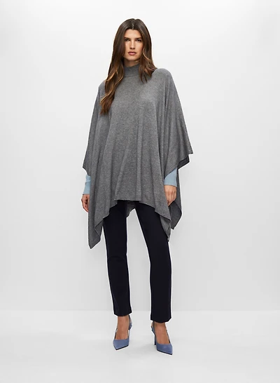 Asymmetrical Mock Neck Poncho