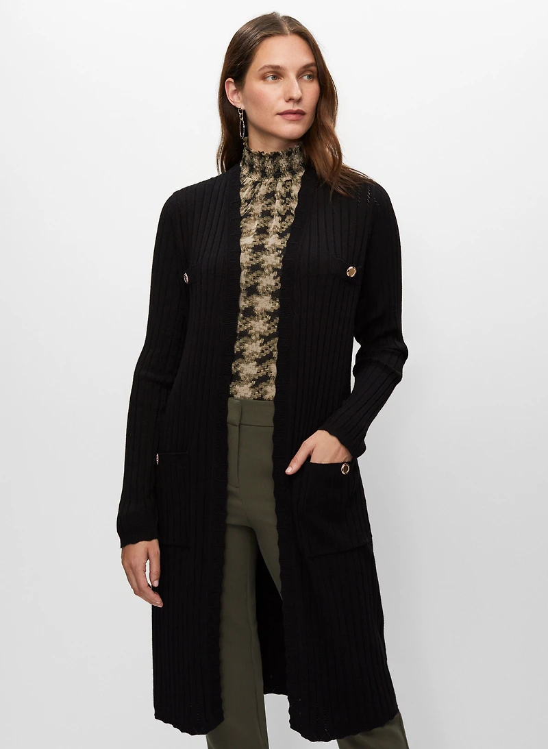 Pointelle Stitch Duster Cardigan