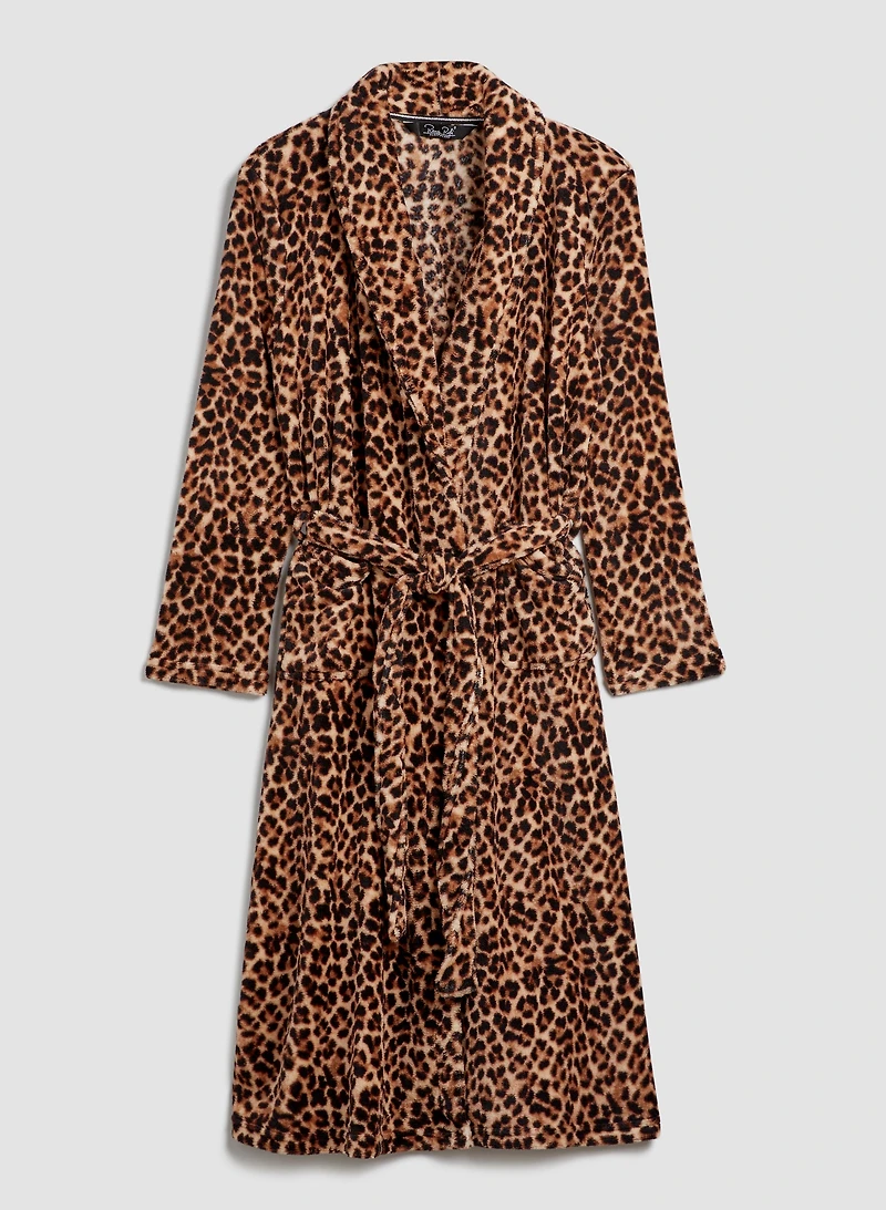 Robe de chambre longue à motif léopard