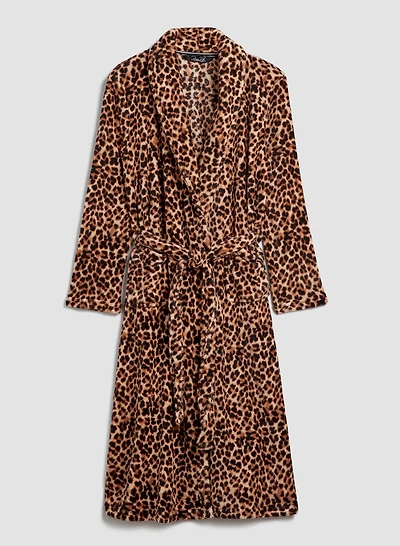 Robe de chambre longue à motif léopard