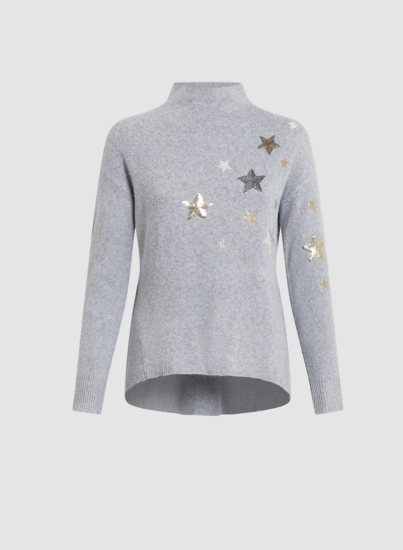 High-Low Star Detail Sweater