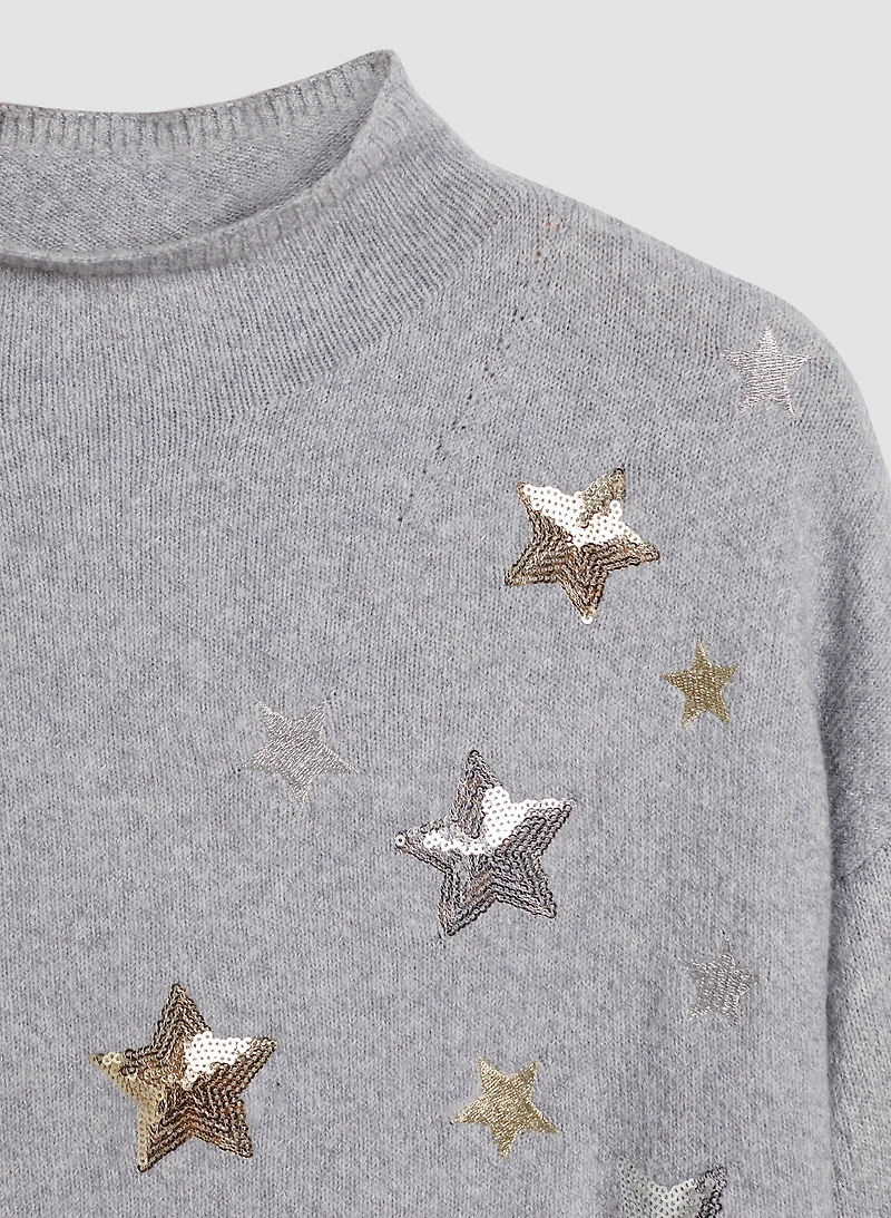 High-Low Star Detail Sweater