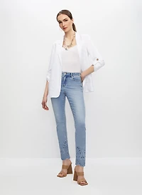 Eyelet Motif Straight Leg Jeans