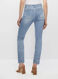 Eyelet Motif Straight Leg Jeans