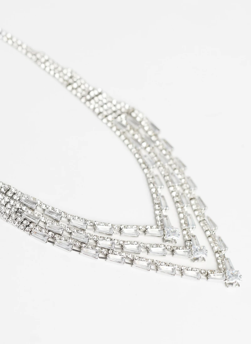 Triple Row Crystal Necklace