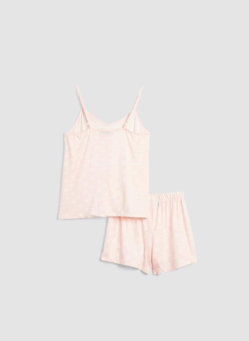 Ensemble pyjama short et haut à fleurs