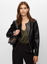 Fringe & Stud Detail Vegan Leather Jacket