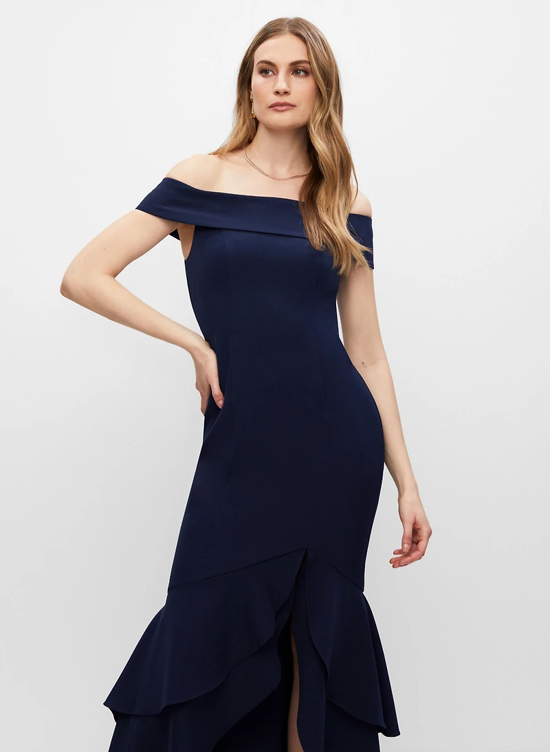 Adrianna Papell - Off-the-Shoulder Slit Dress