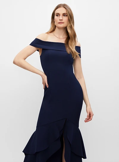 Adrianna Papell - Off-the-Shoulder Slit Dress