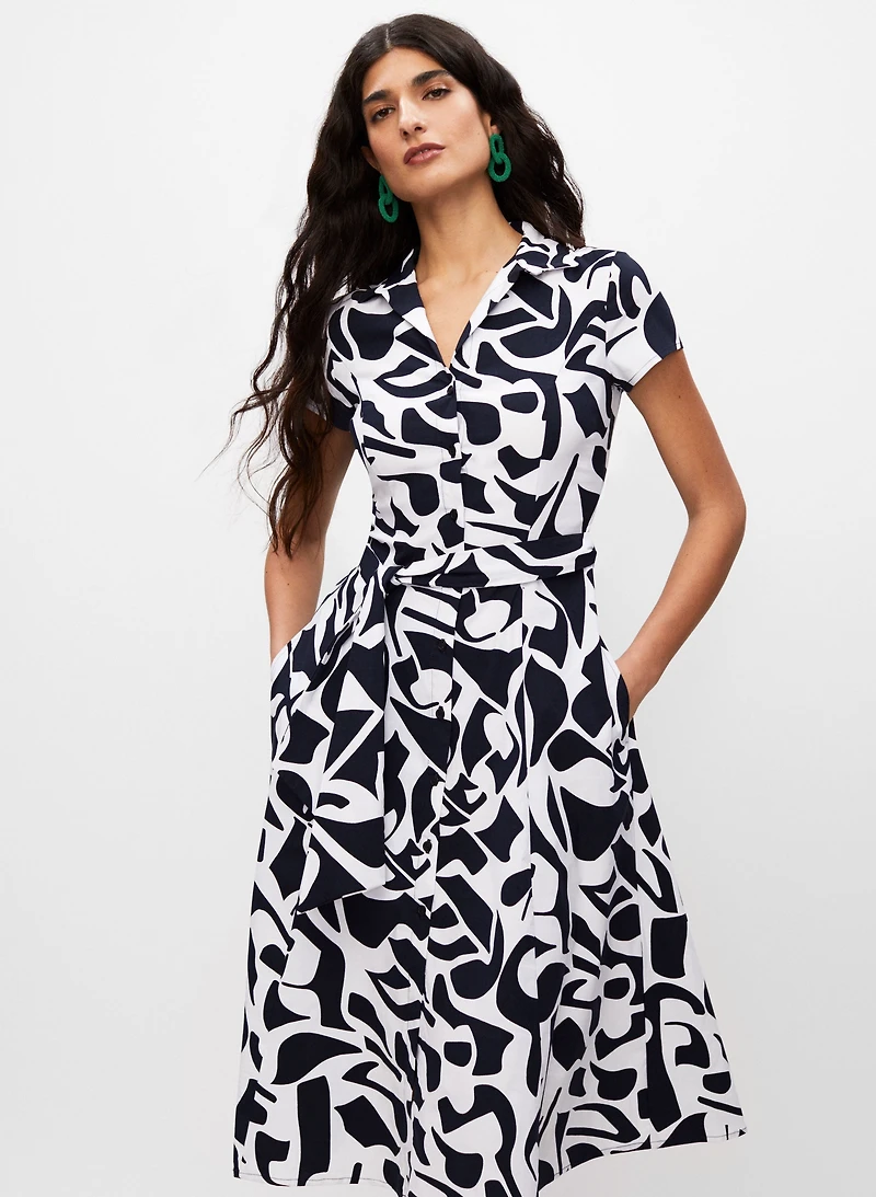 Abstract Print Shirt Dress