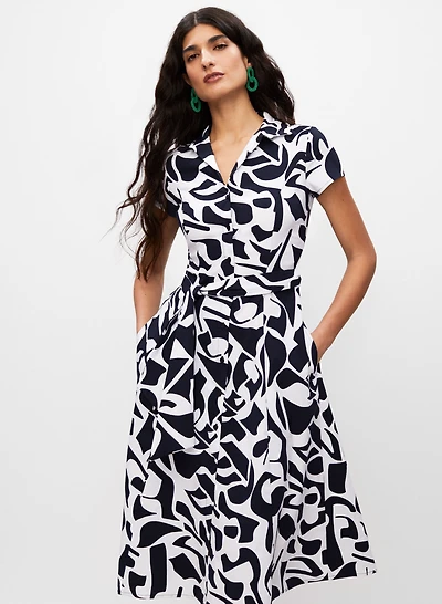 Abstract Print Shirt Dress
