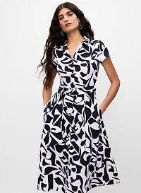 Abstract Print Shirt Dress