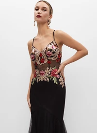Embroidered Corset Detail Gown