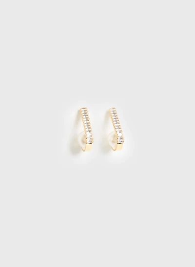 Crystal Baguette & Pearl Earrings