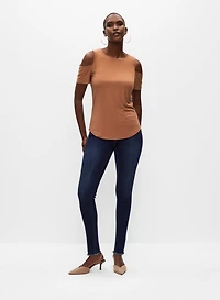 Rhinestone Detail Cold Shoulder Top