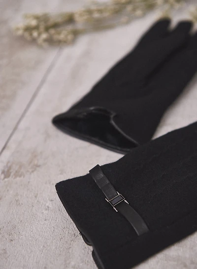 Gants en laine à boucle décorative et pierre