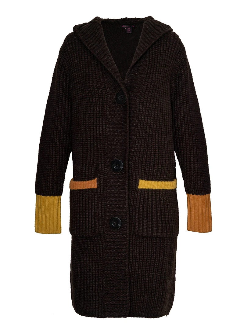 Cardigan à boutons et capuchon