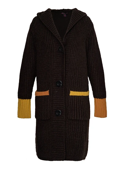 Cardigan à boutons et capuchon