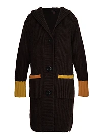 Cardigan à boutons et capuchon