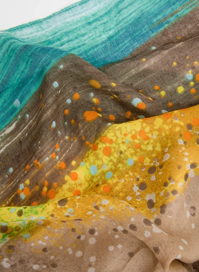 Foulard oblongue effet peint à pois