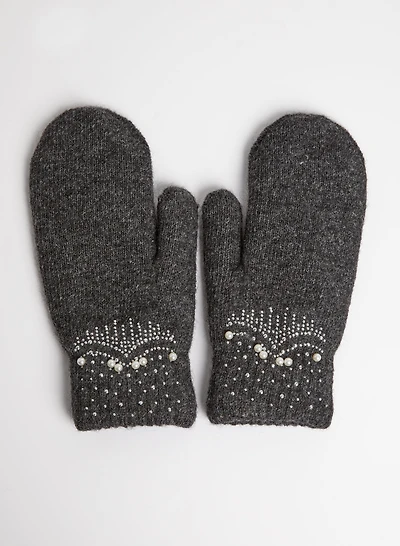 Embellished Wool Blend Mittens