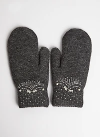 Embellished Wool Blend Mittens