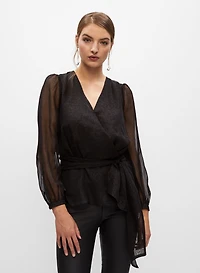 Leopard Motif Chiffon Sleeve Blouse