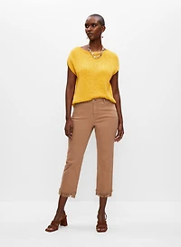 Lace Hem Denim Capris