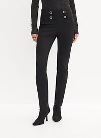 Pantalon à jambe droite avec boutons décoratifs