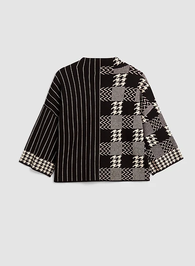 Plaid Funnel Neck Sweater