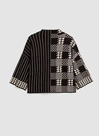 Plaid Funnel Neck Sweater