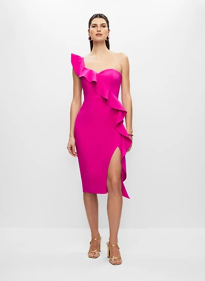 Aidan Mattox - One-Shoulder Ruffle Dress