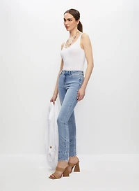 Eyelet Motif Straight Leg Jeans