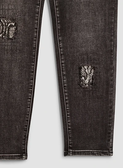 Patch Detail Denim Pants