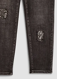 Patch Detail Denim Pants