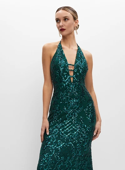 Sequin Halter Gown