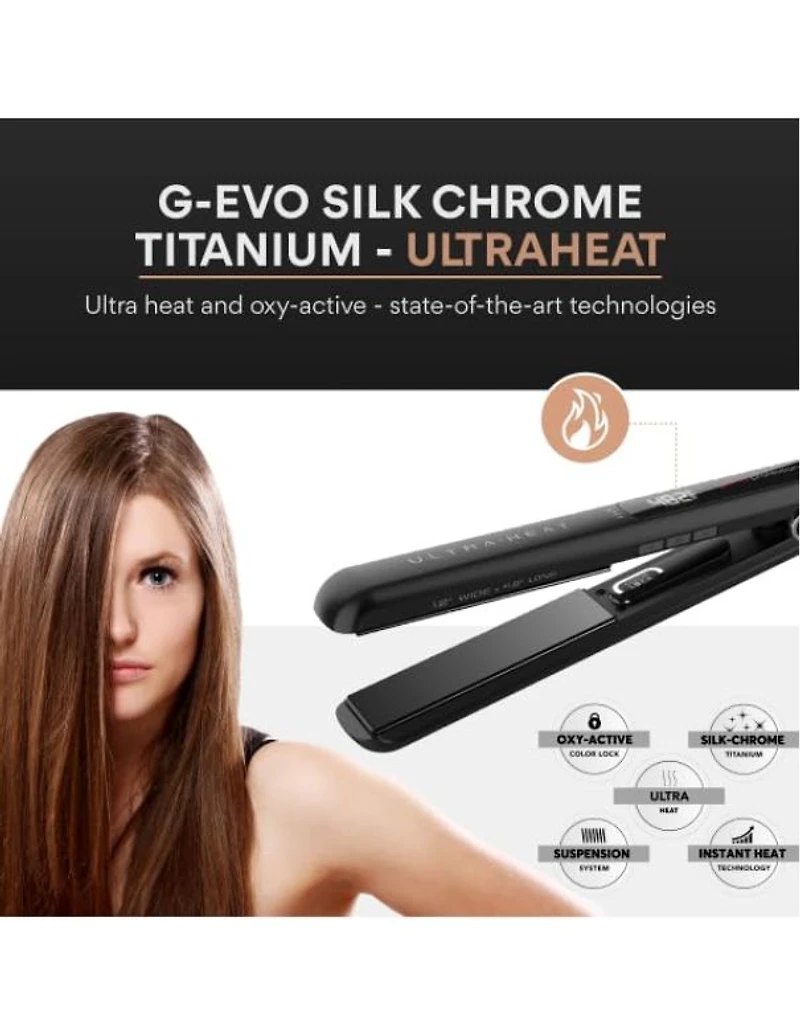 Fer à lisser professionnel GAMA G-EVO Silk Chrome Titane 1,2 pouce