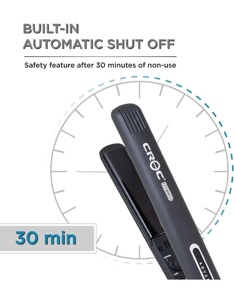CROC Hybrid Black Titanium 1 inch Flat Iron