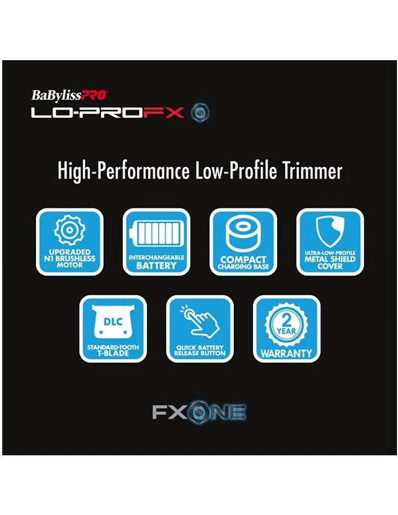 BabylissPro Fxone Lo-profx High Performance Low-profile Trimmer Silver
