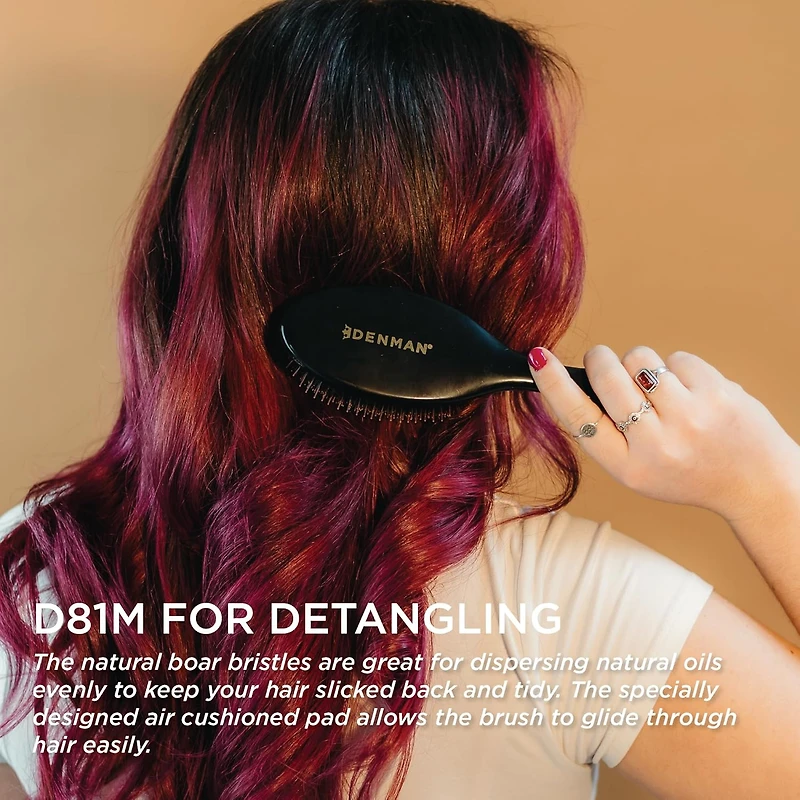 Brosse coussinée en nylon et poils de sanglier Denman