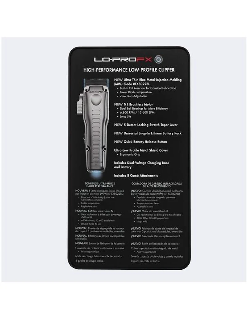 Tondeuse à cheveux BabylissPro Fxone Lo-profx haute performance à profil bas, argentée