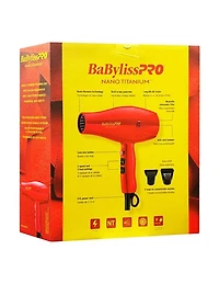 BabylissPro Nano Titanium Ionic Hairdryer Red