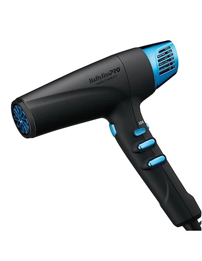 Sèche-cheveux BabylissPro Nano Titanium Dual Ionic haute vitesse, bleu nuit