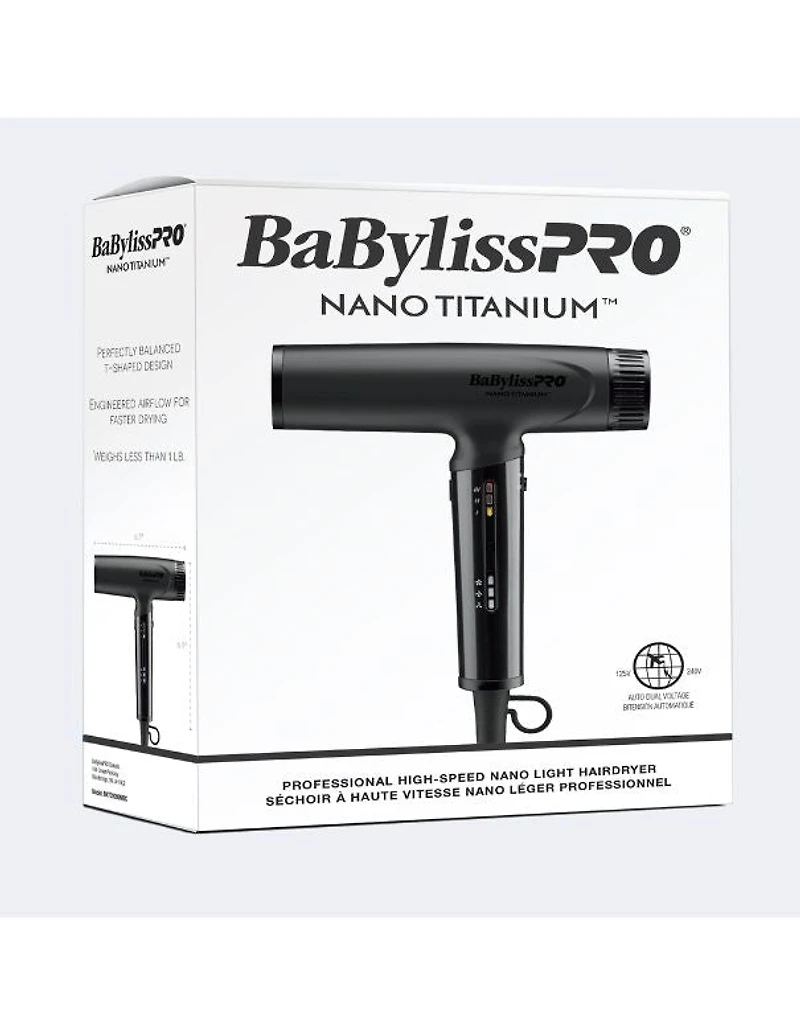 Sèche-cheveux BaBylissPRO Nano Titanium haute vitesse Nano Light (noir mat)