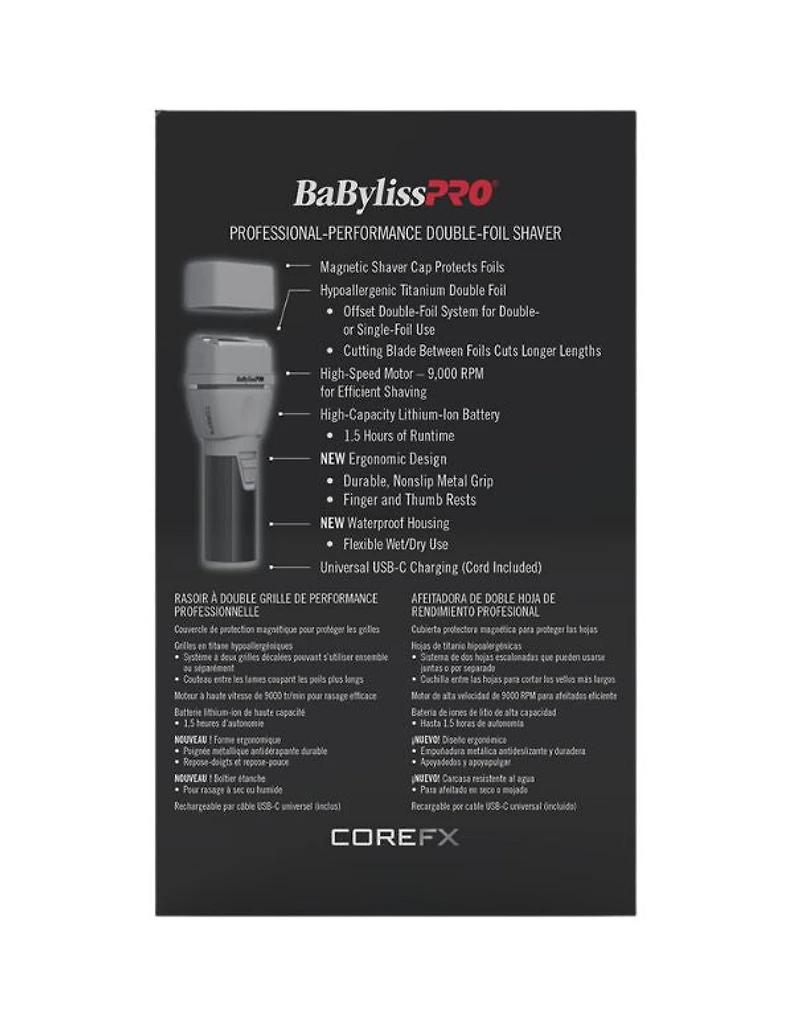 Rasoir à double grille BaBylissPRO COREFX à performances professionnelles
