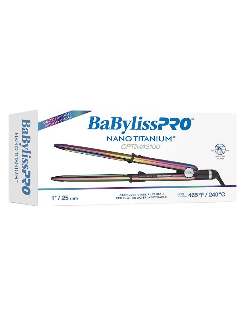 Fer plat BaBylissPRO Nano Titanium Optima 1" en acier inoxydable
